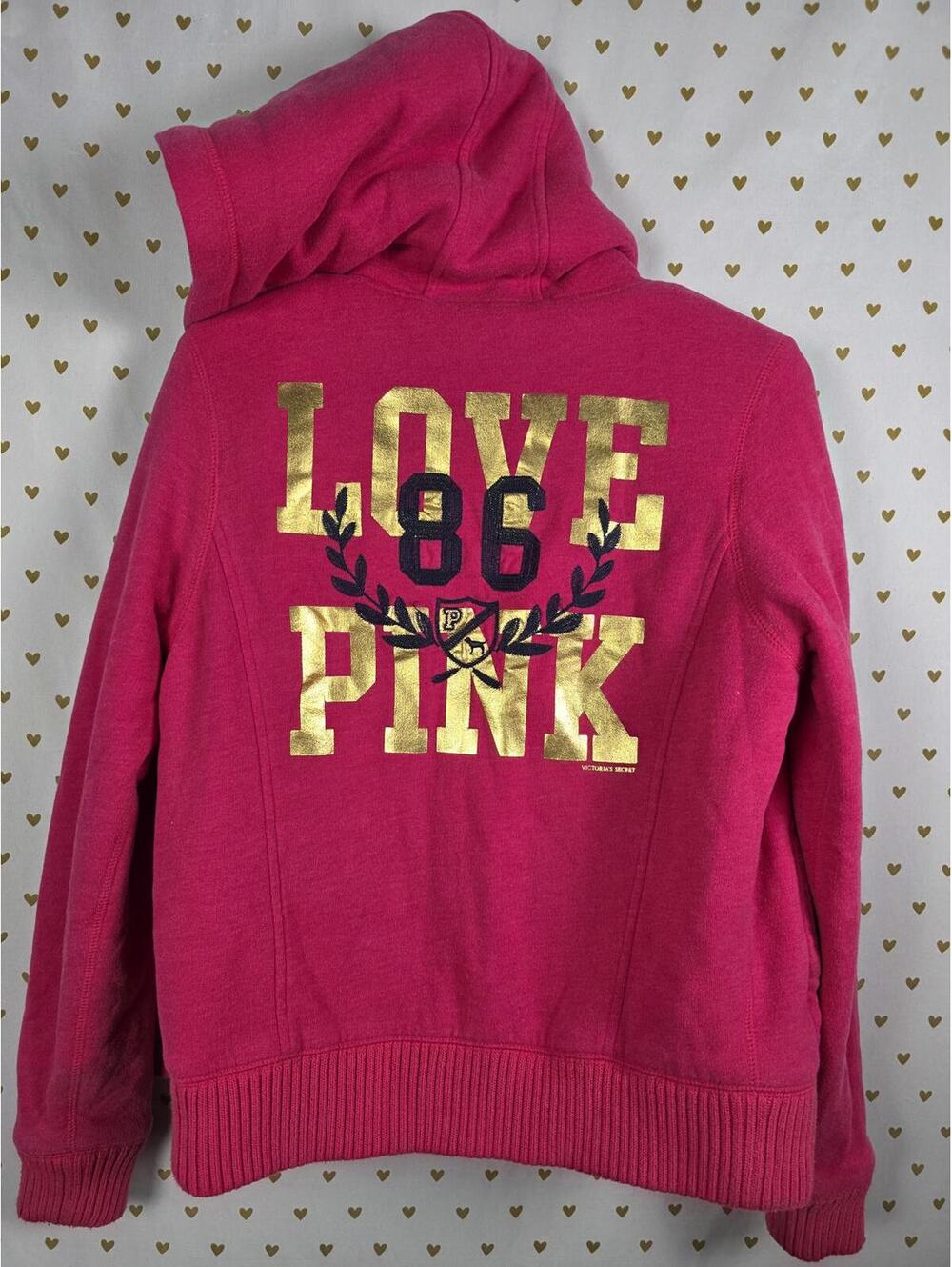 Victorias Secret Pink GRAIL FUR LINED love Hoodie SMALL WARM Y2K VTG jacket